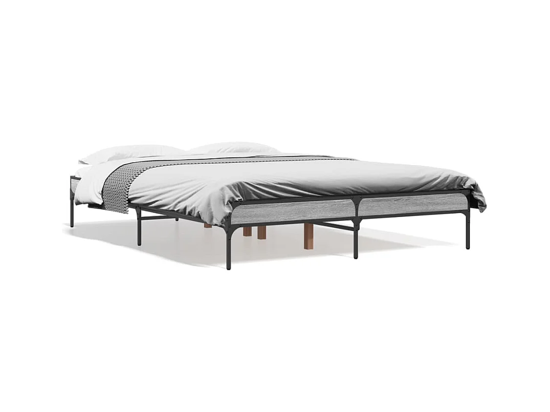 Cadre de lit sonoma gris 135x190 cm bois d'ingénierie et métal