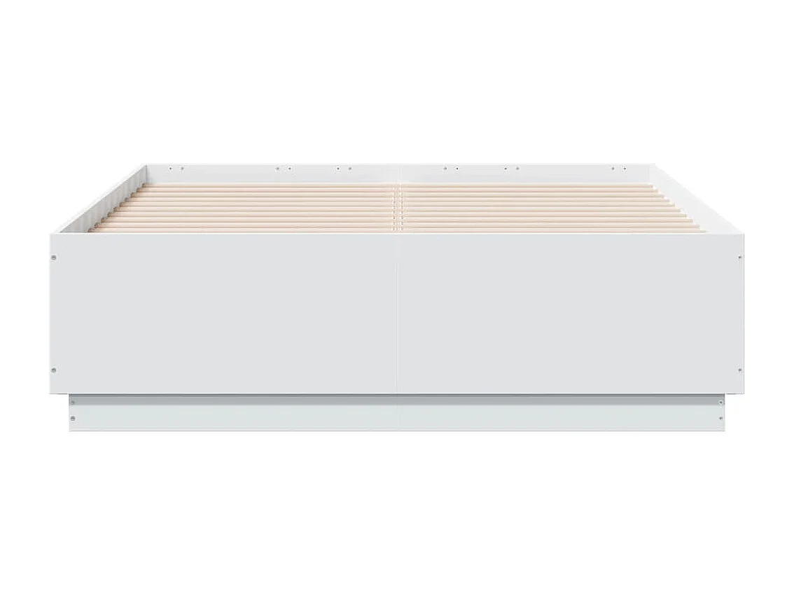 Estructura de cama con LED madera ingeniería blanco 135x190 cm