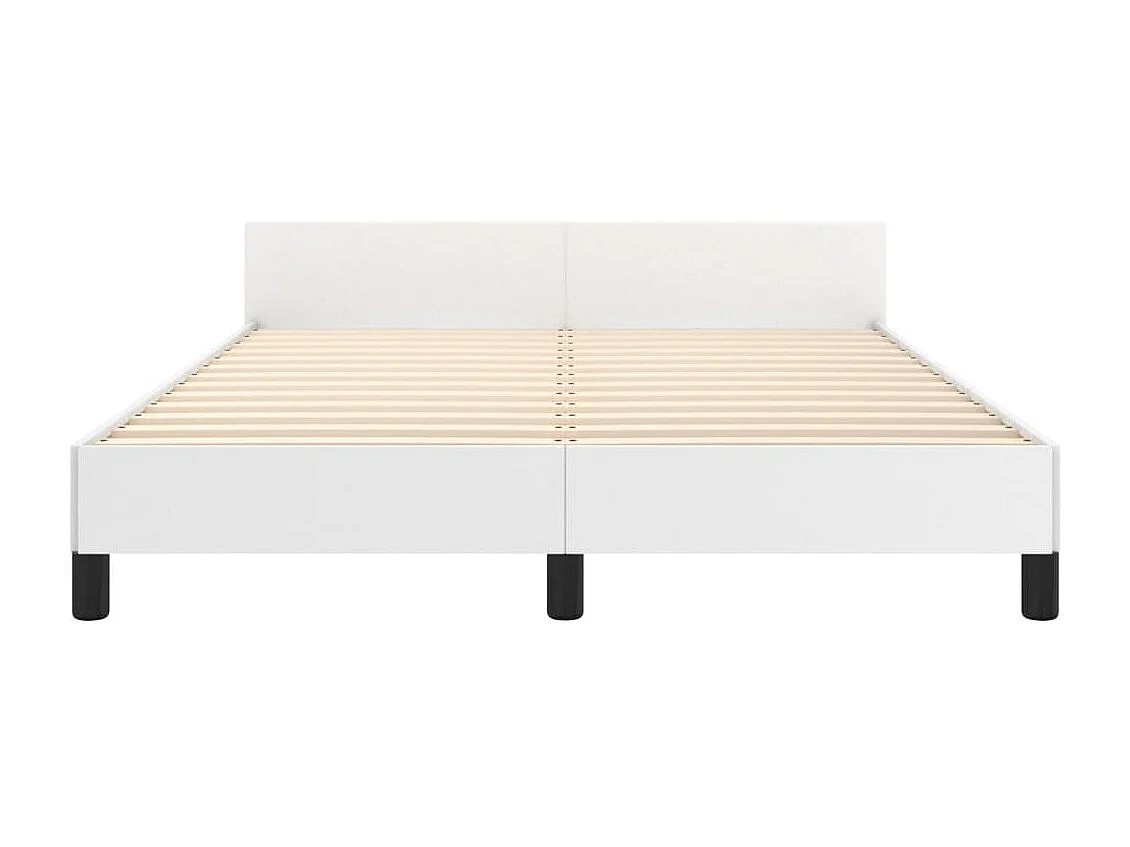 Estructura de cama cabecero cuero sintético blanco 140x200 cm