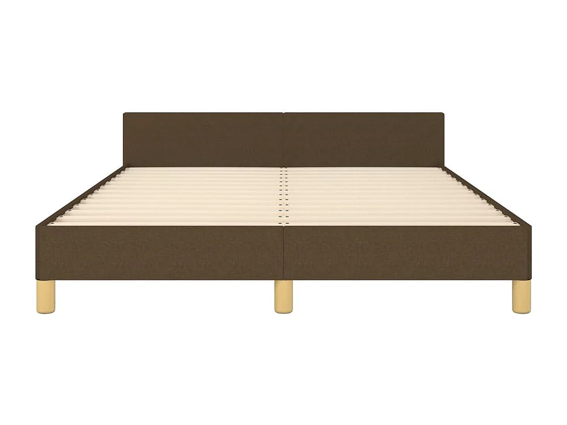 Estrutura de cama c/ cabeceira 140x190cm tecido castanho-escuro