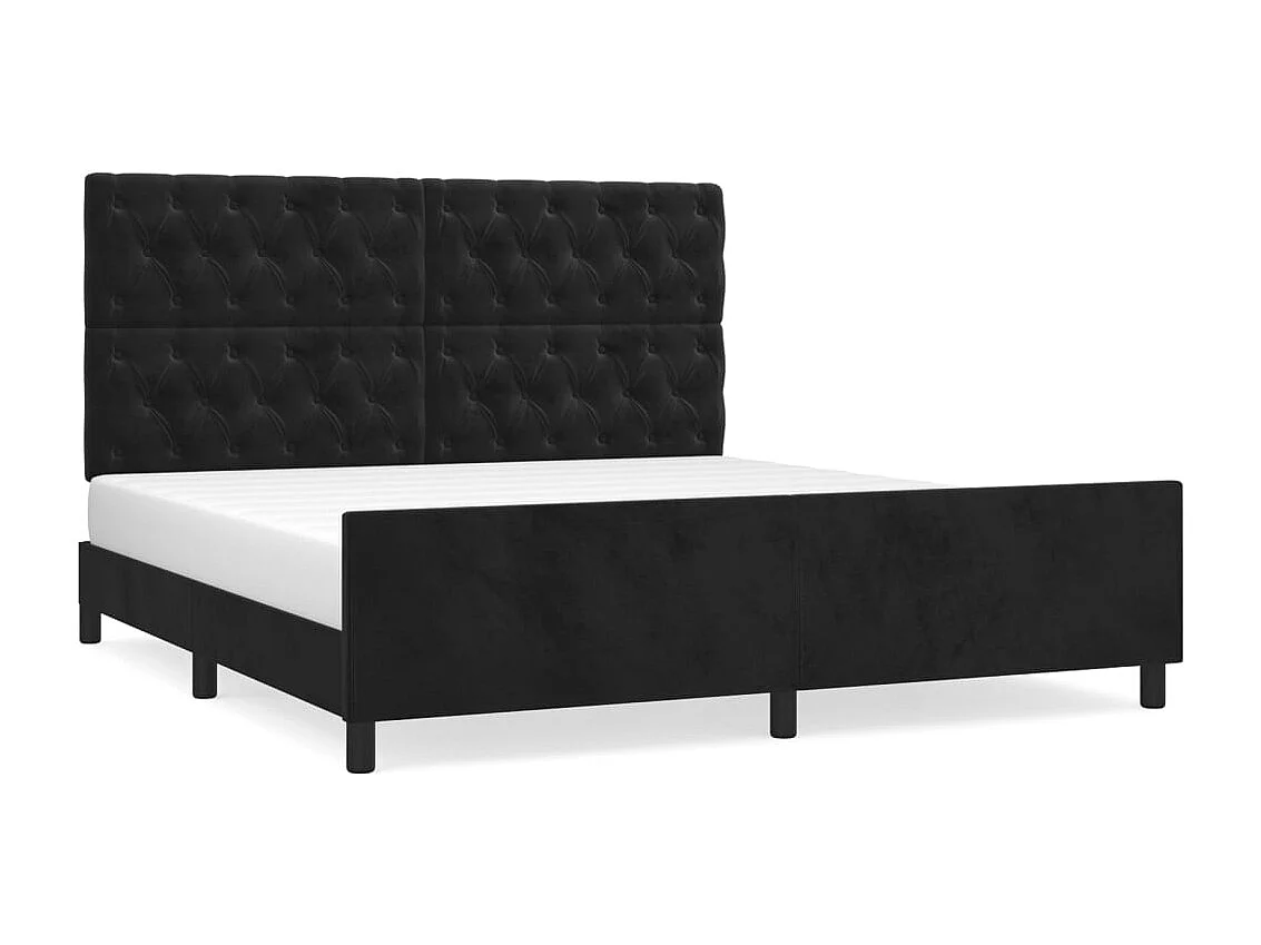 Estructura de cama con cabecero de terciopelo negro 160x200 cm