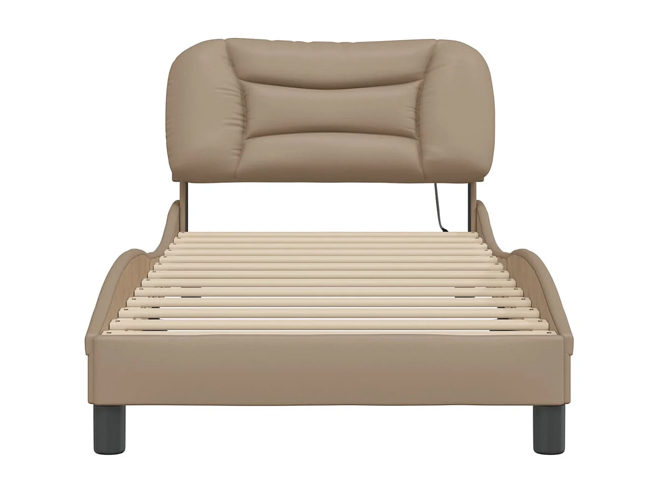 Estructura de cama con LED cuero sintético capuchino 90x190 cm