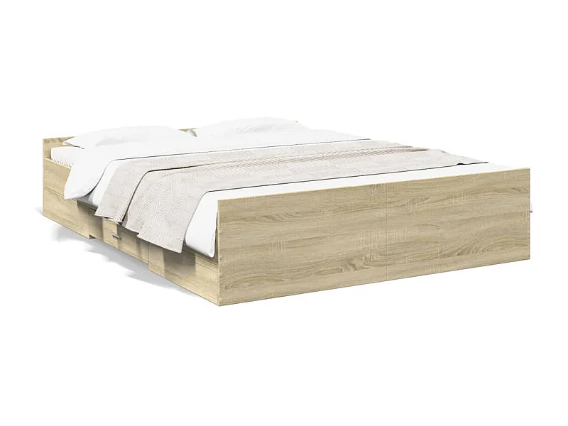 Cama con cajones madera ingeniería roble Sonoma 140x200 cm