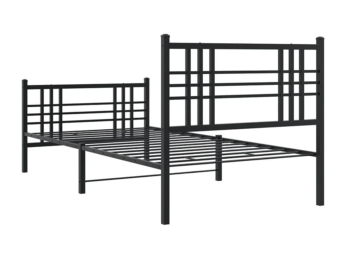 Estrutura de cama com cabeceira e pés 100x190 cm metal preto