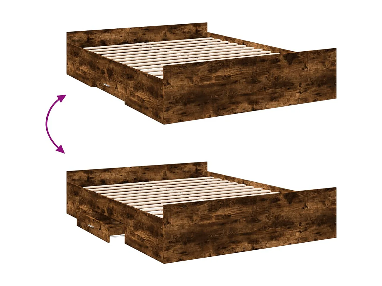 Estrutura de cama c/ gavetas derivados madeira carvalho fumado