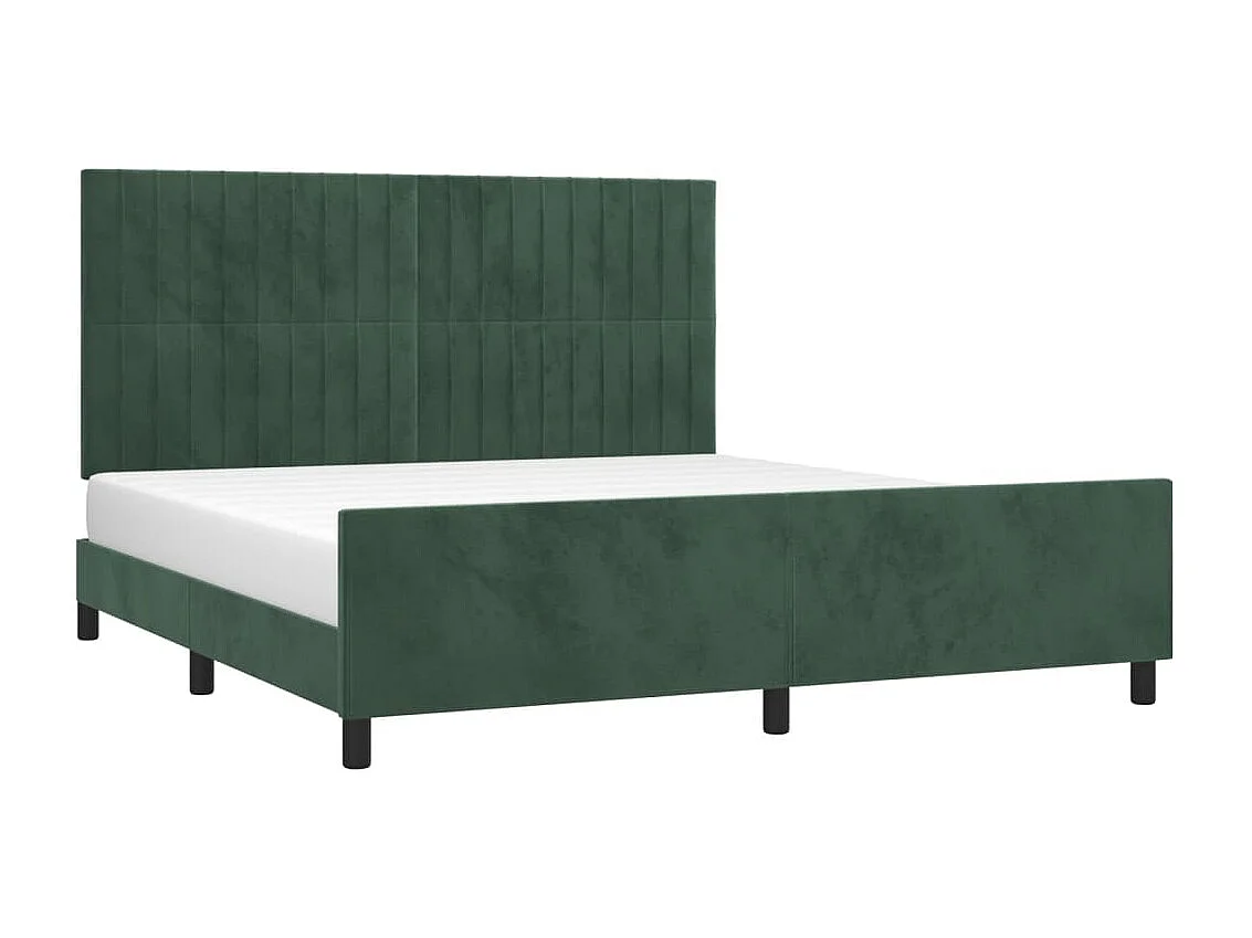 Estructura cama con cabecero terciopelo verde oscuro 160x200 cm