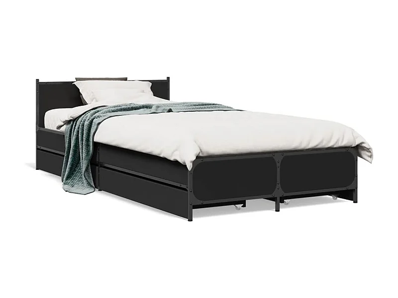 Cama con cajones madera de ingeniería negro 90x190 cm