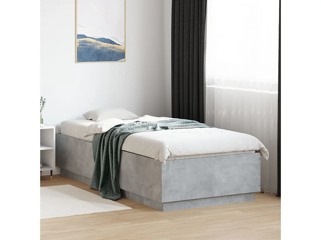Estructura de cama madera de ingeniería gris hormigón 100x200cm