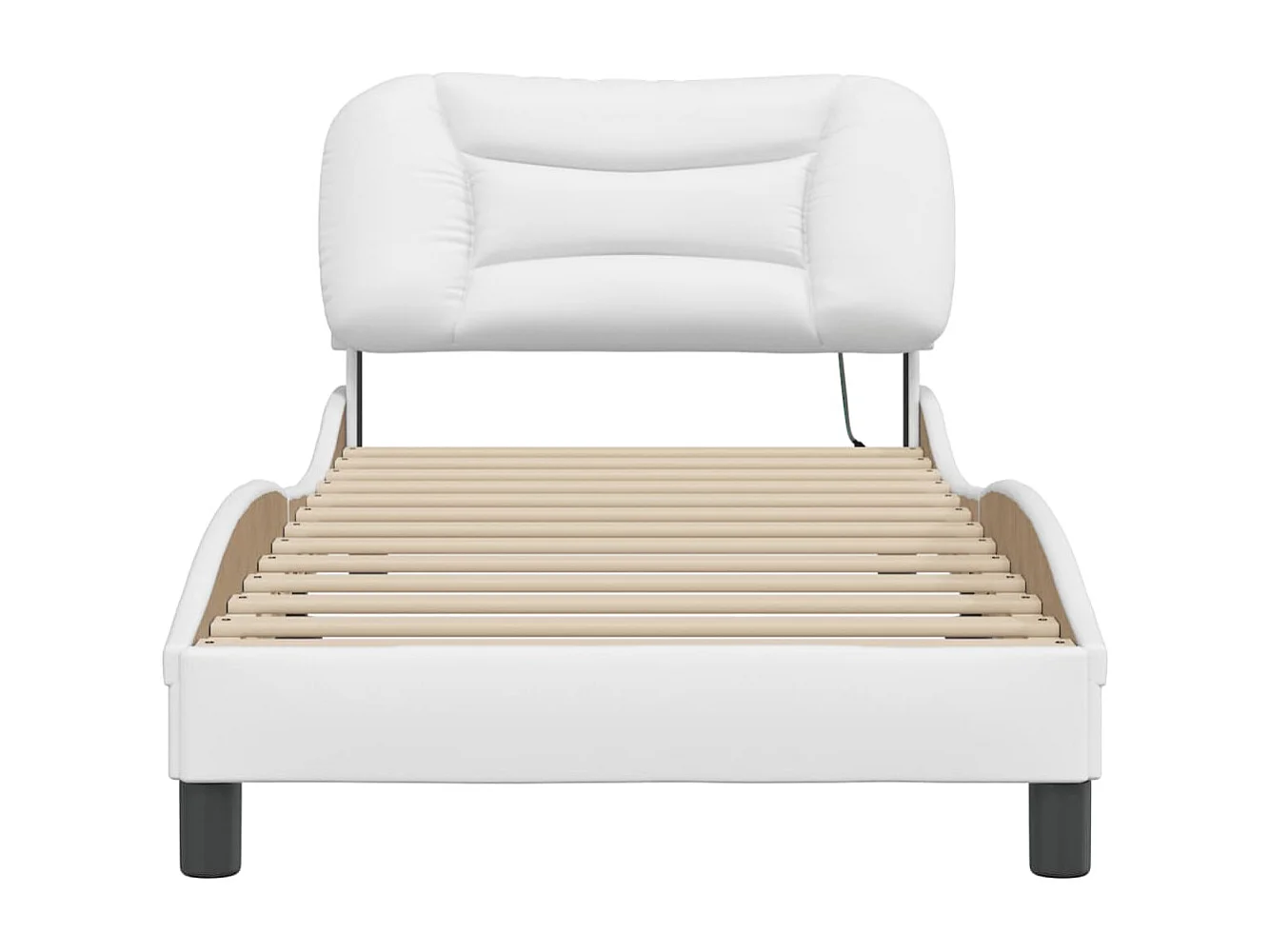 Estrutura de cama c/ luzes LED 90x190cm couro artificial branco