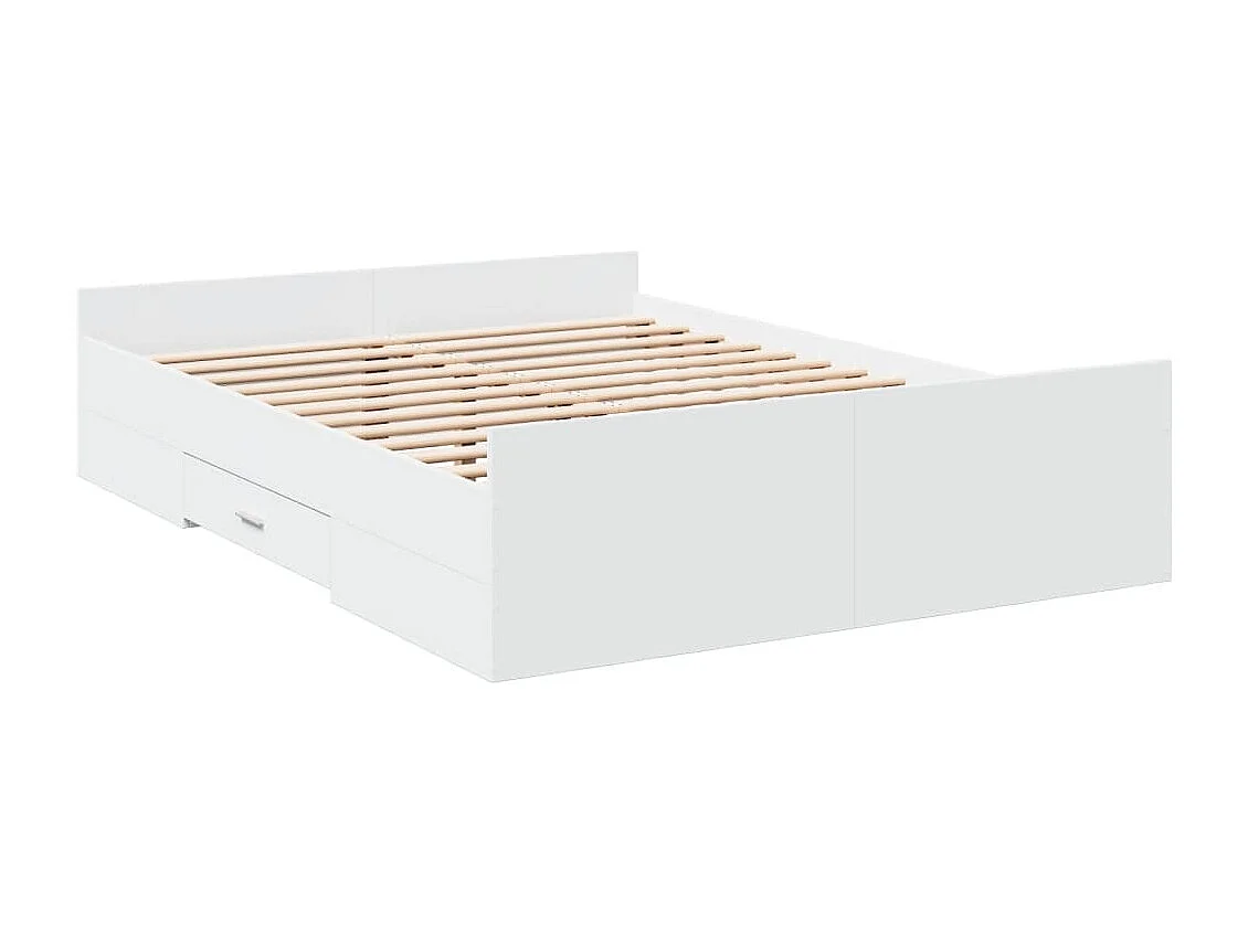 Cadre de lit avec tiroirs blanc 135x190 cm bois d'ingénierie