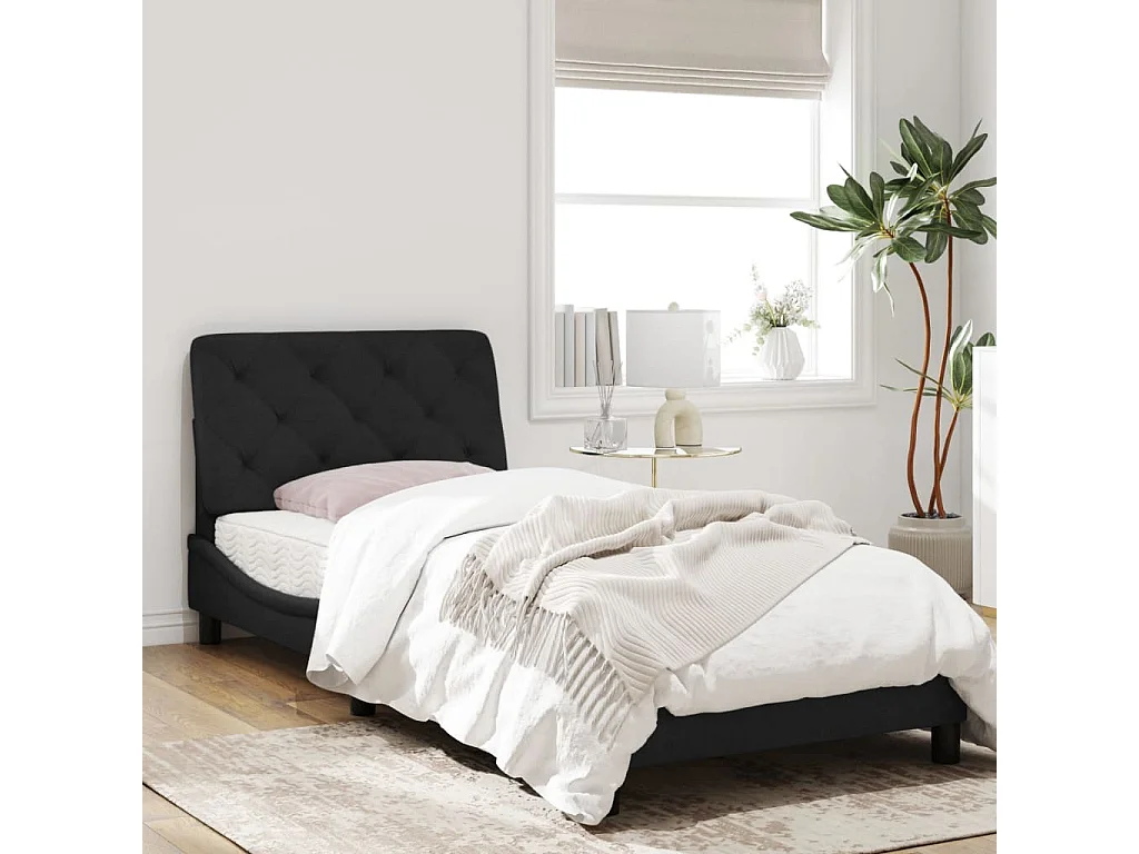 Estructura de cama con luces LED de terciopelo negro 90x190 cm