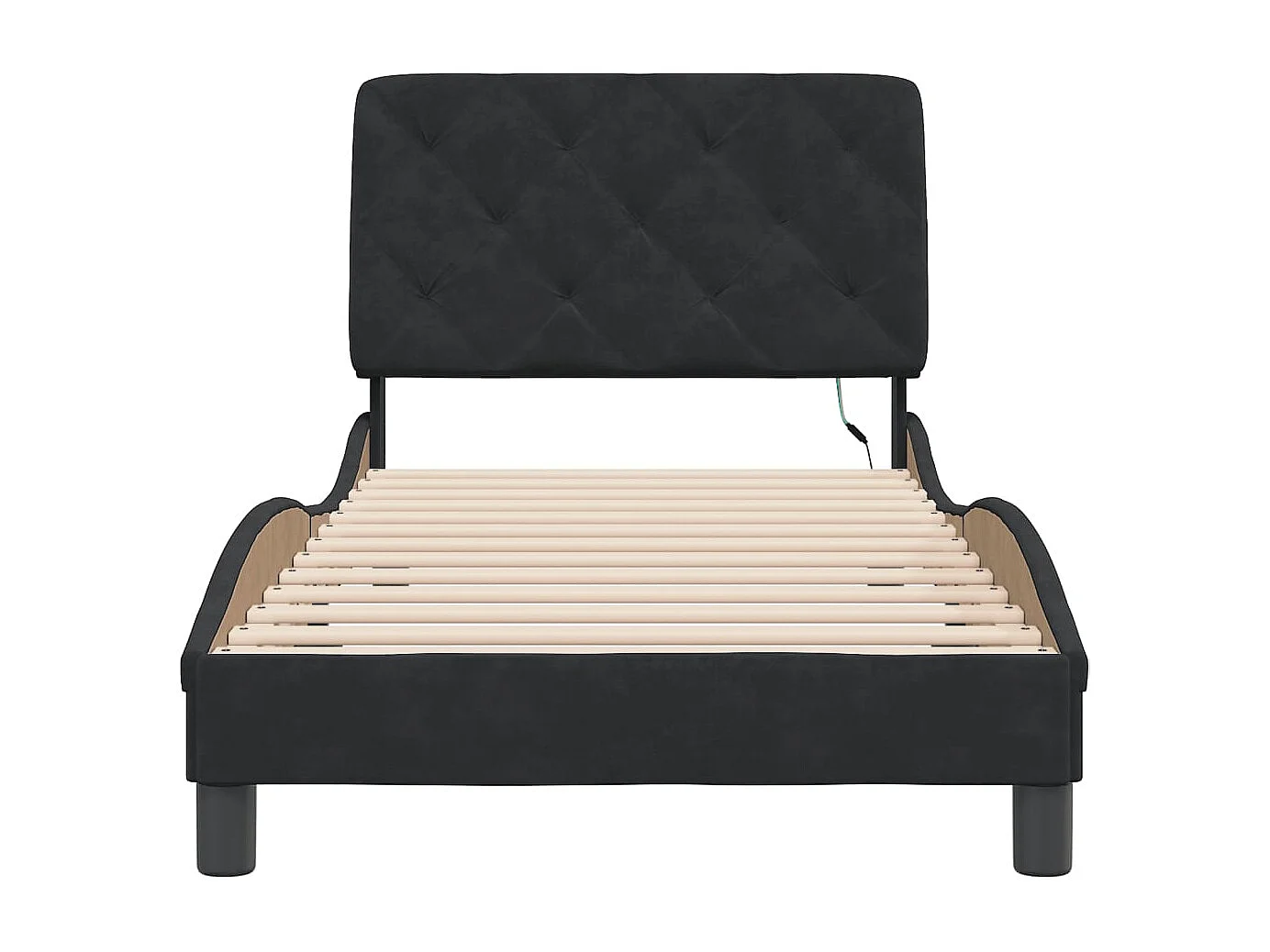 Estructura de cama con luces LED de terciopelo negro 90x190 cm