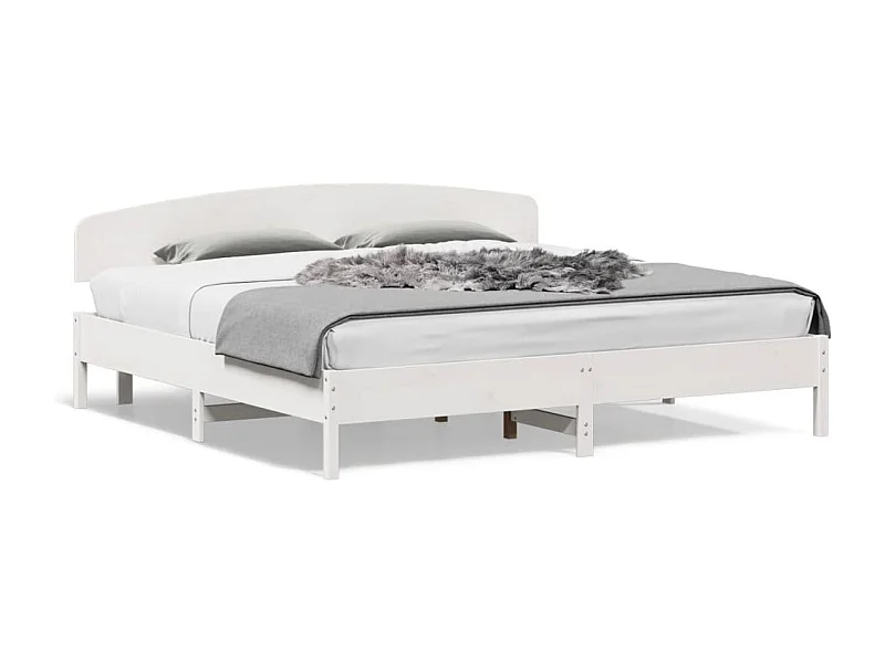 Estrutura de cama com cabeceira 180x200cm pinho maciço branco
