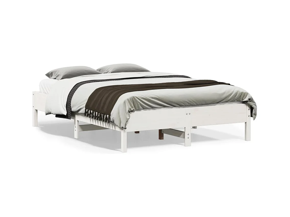 Cadre de lit Blanc 135x190 cm Bois de pin massif