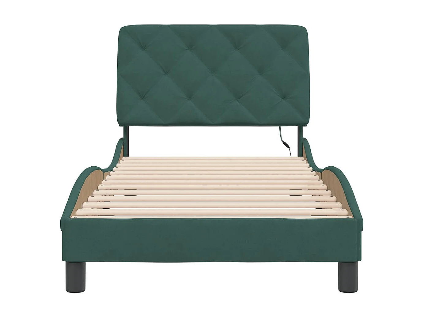 Cadre de lit avec lumières LED vert foncé 90x200 cm velours