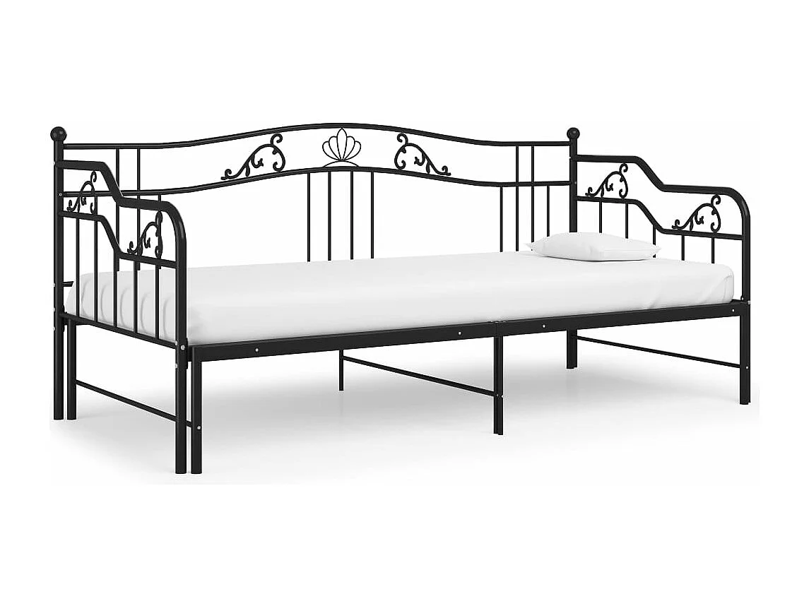 Cadre de canapé-lit extensible Noir Métal 90x200 cm