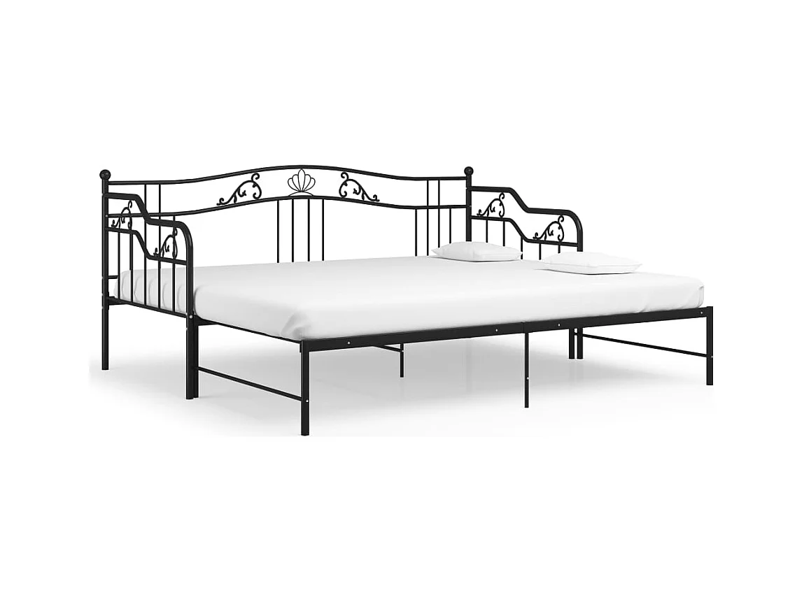 Cadre de canapé-lit extensible Noir Métal 90x200 cm