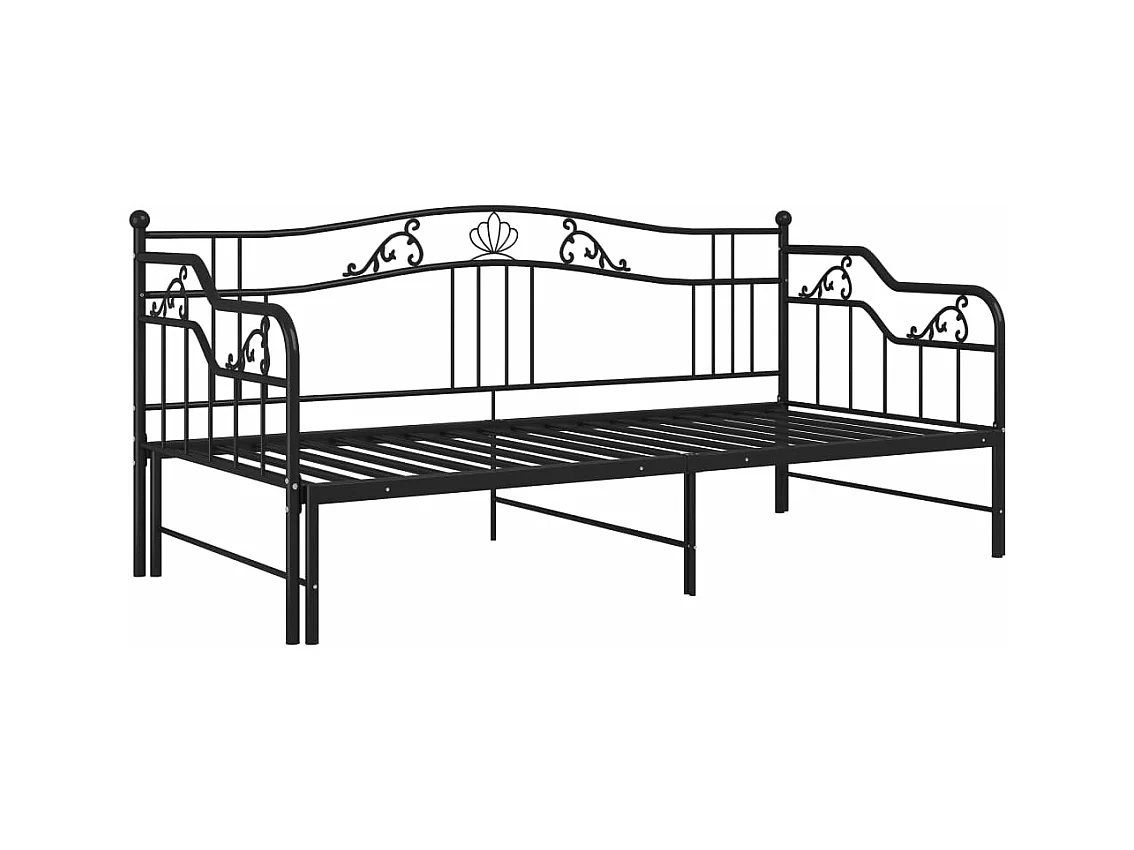Cadre de canapé-lit extensible Noir Métal 90x200 cm