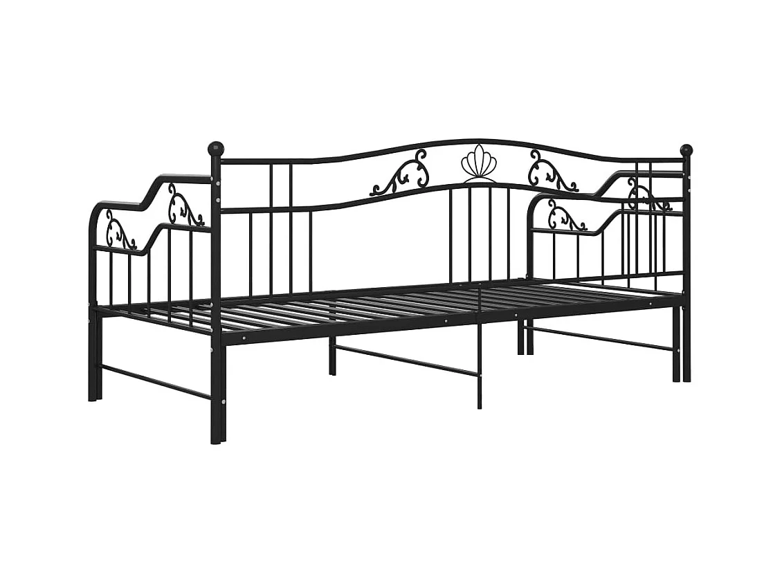 Cadre de canapé-lit extensible Noir Métal 90x200 cm