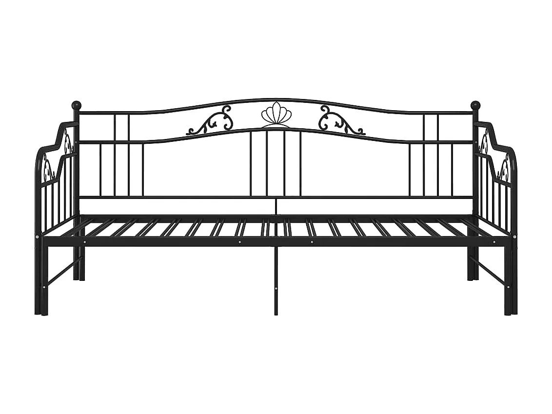 Cadre de canapé-lit extensible Noir Métal 90x200 cm