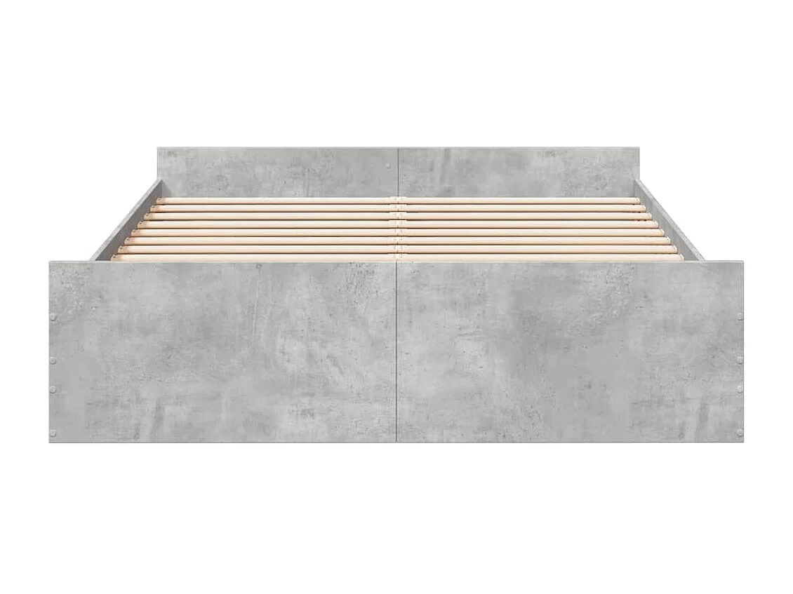 Cadre de lit à tiroirs gris béton 150x200 cm bois d'ingénierie