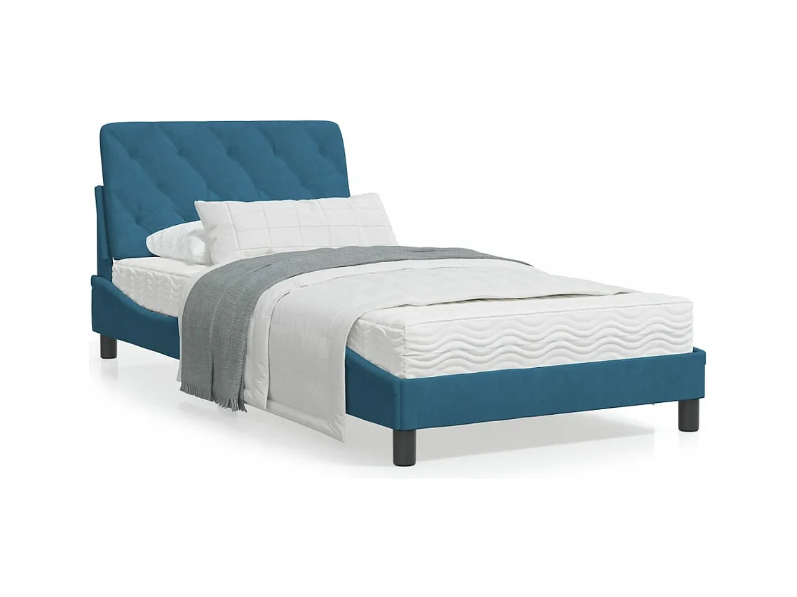 Estructura de cama con cabecero terciopelo azul 100x200 cm