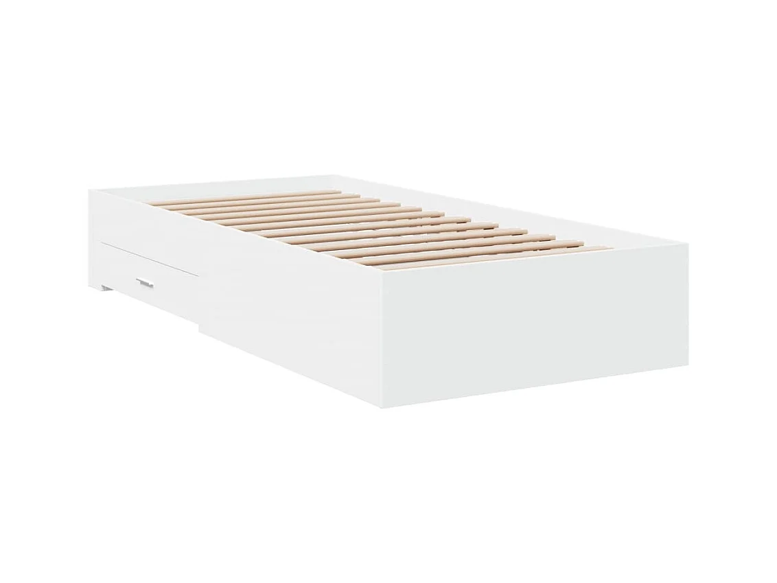 Cadre de lit avec tiroirs blanc 90x190 cm bois d'ingénierie