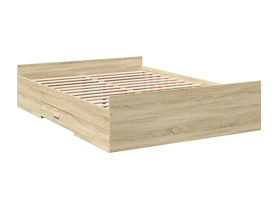Cama con cajones madera ingeniería roble Sonoma 140x190 cm