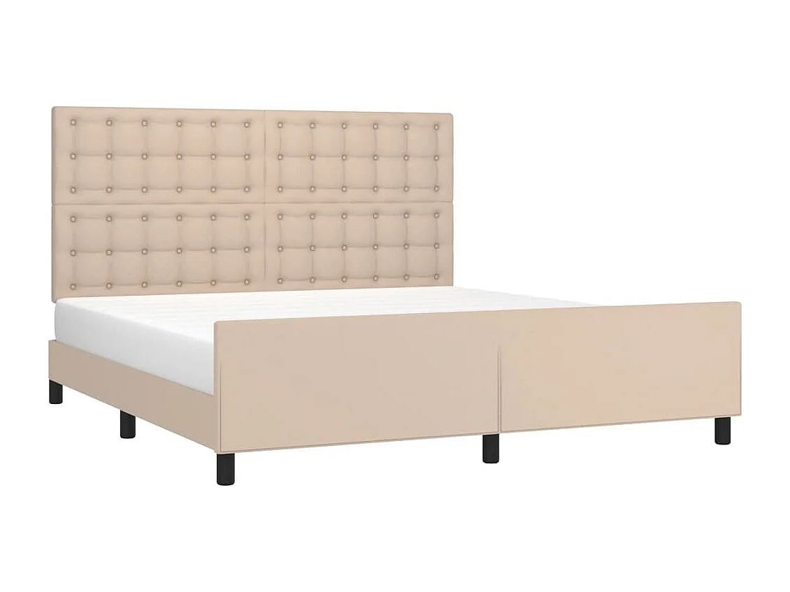 Estructura de cama cabecero cuero sintético capuchino 160x200cm