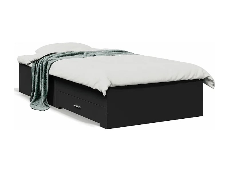 Cama con cajones madera de ingeniería negro 100x200 cm