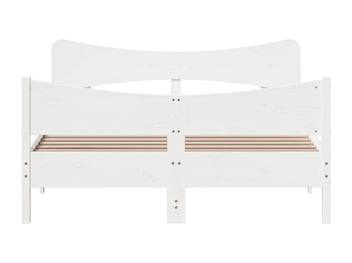 Cadre de lit avec tête de lit blanc 160x200 cm bois pin massif