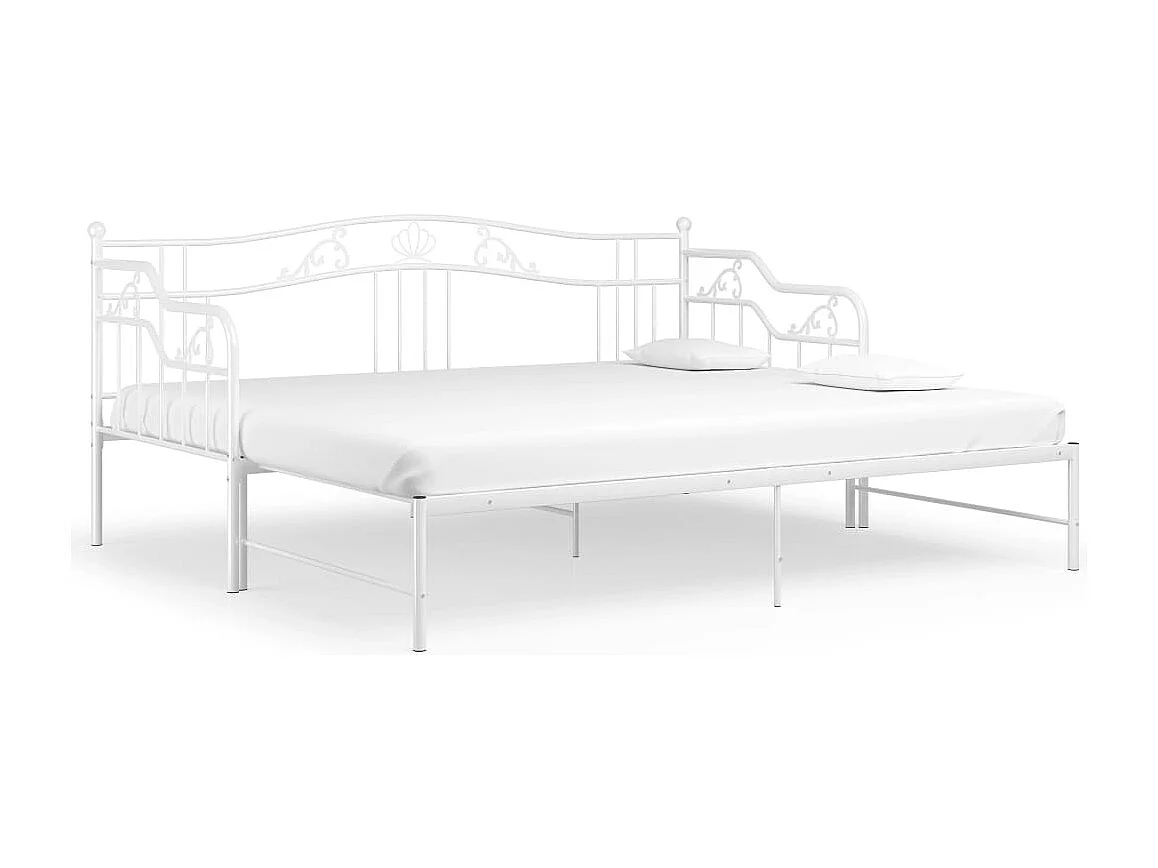 Estructura de sofá cama extraíble de metal blanco 90x200 cm