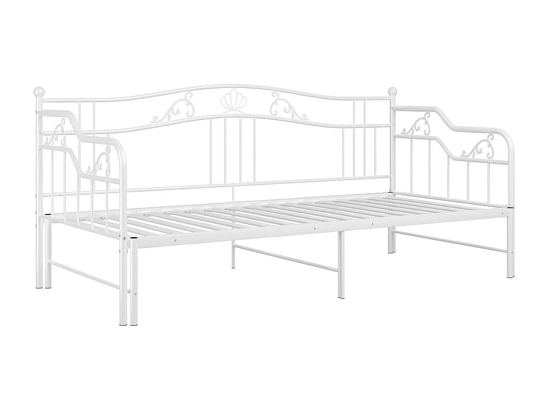 Estructura de sofá cama extraíble de metal blanco 90x200 cm