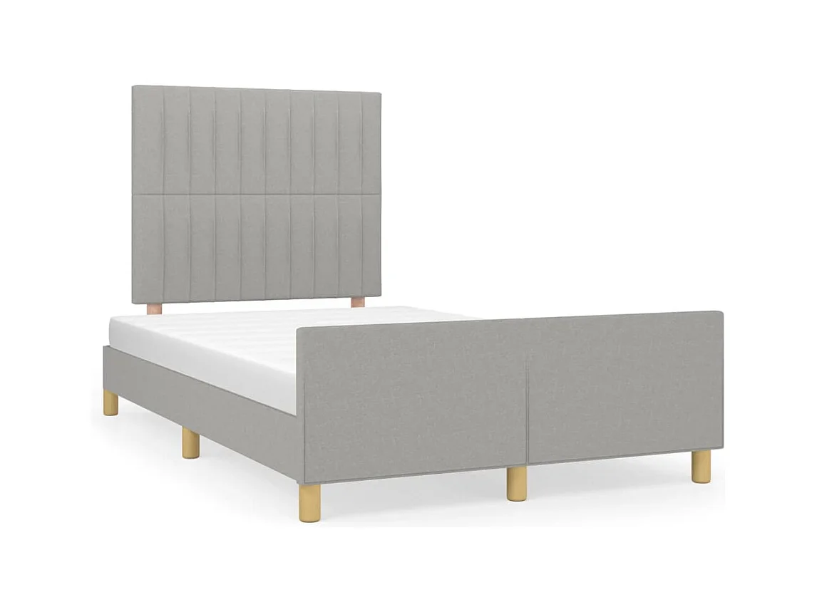 Estructura de cama con cabecero tela gris claro 120x190 cm
