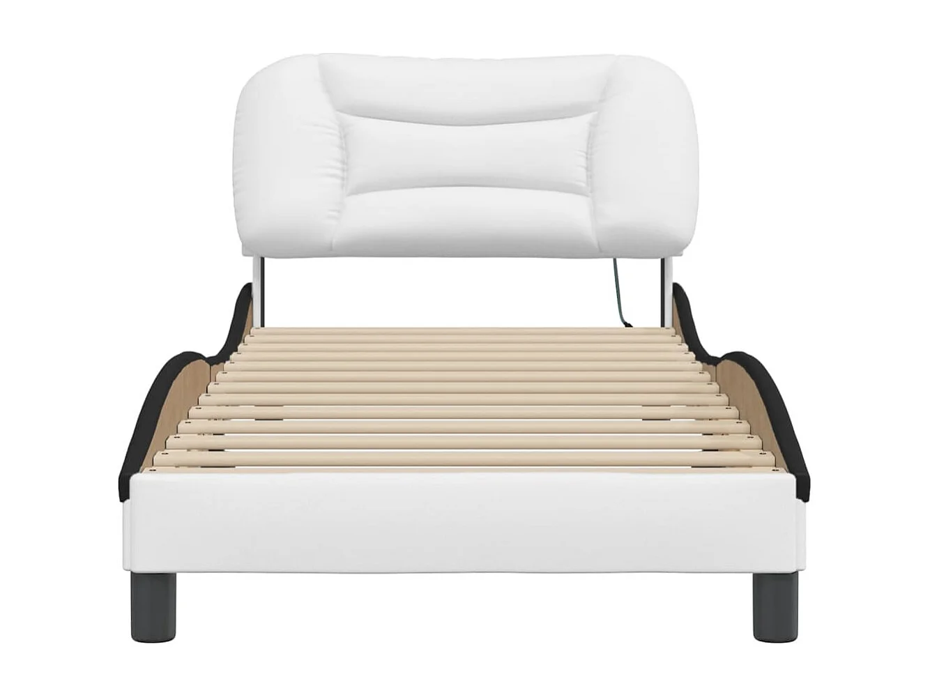 Estructura cama con LED cuero sintético blanco negro 80x200 cm