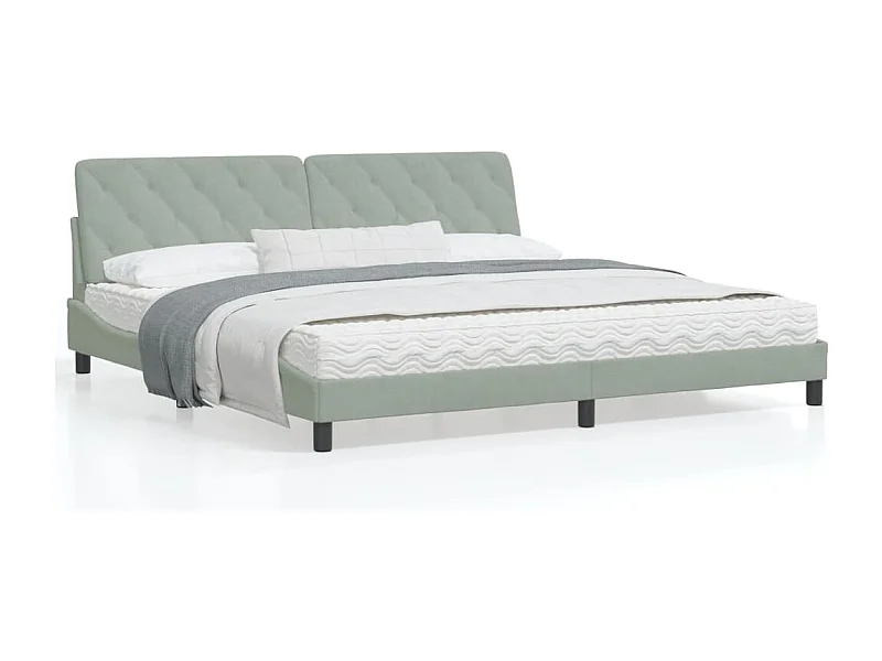 Estructura cama con luces LED terciopelo gris claro 200x200 cm