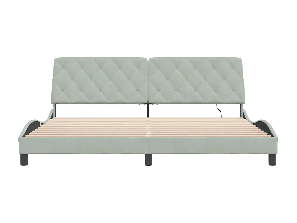 Estrutura de cama c/ luzes LED 200x200 cm veludo cinzento-claro