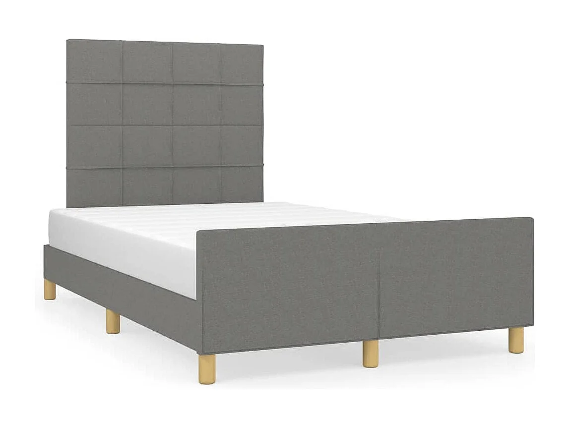Estructura de cama con cabecero tela gris oscuro 120x190 cm