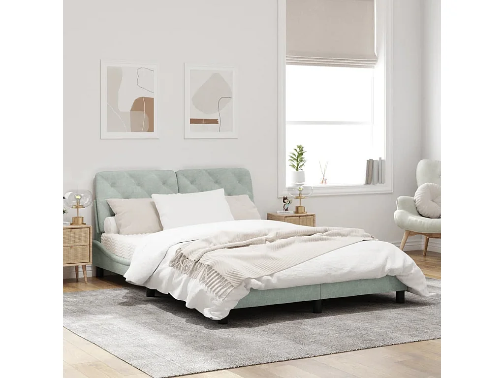 Estructura de cama con cabecero terciopelo gris claro 160x200cm