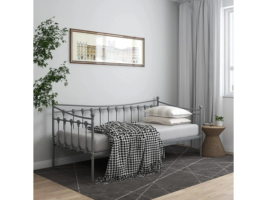 Cadre de canapé-lit Gris Métal 90x200 cm