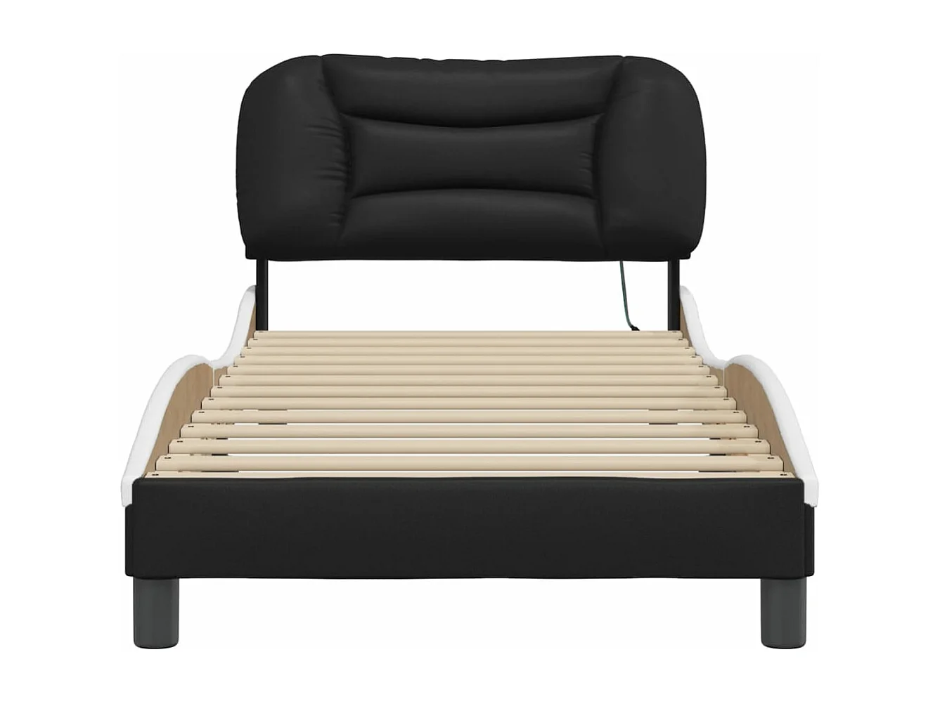 Estructura cama con LED cuero sintético negro blanco 90x200 cm