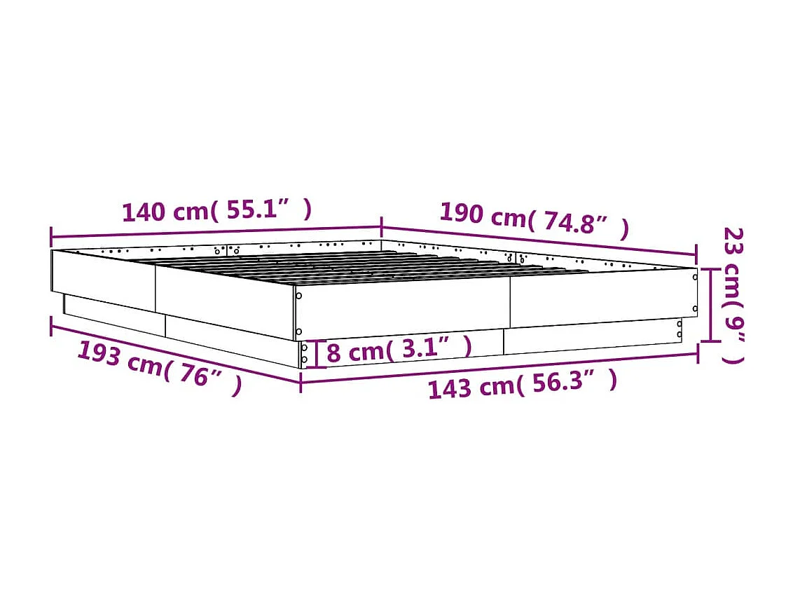 Estructura de cama madera de ingeniería blanca 140x190 cm