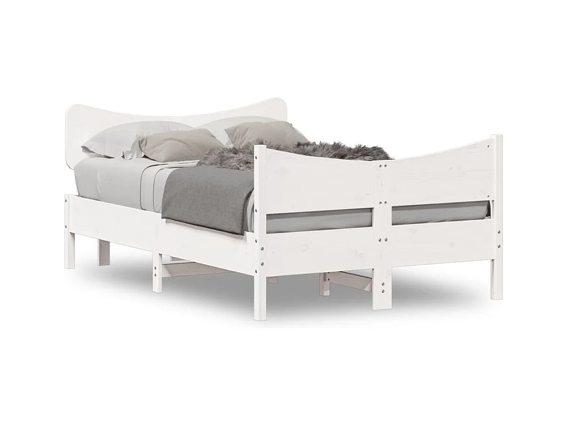 Cadre de lit avec tête de lit blanc 120x190 cm bois pin massif