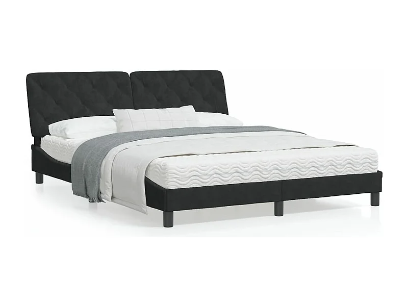 Estrutura de cama c/ cabeceira 160x200 cm veludo preto
