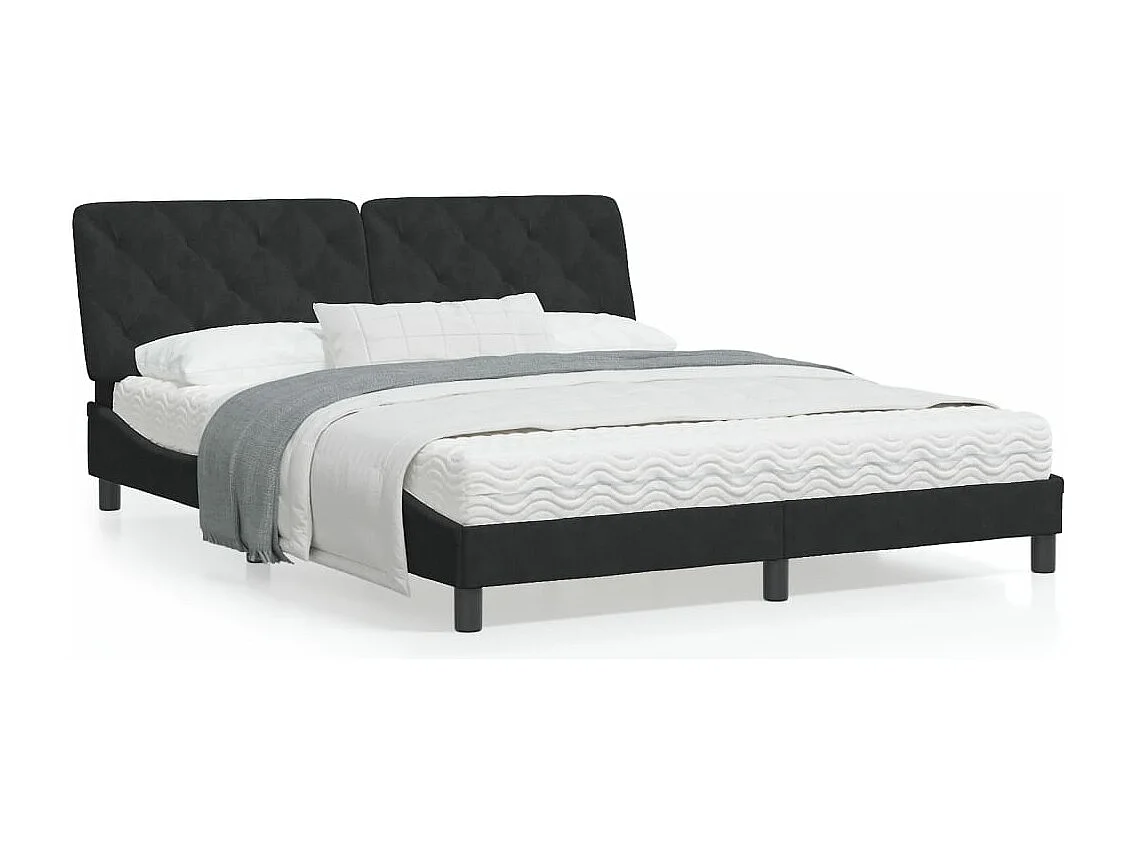 Estrutura de cama c/ cabeceira 160x200 cm veludo preto