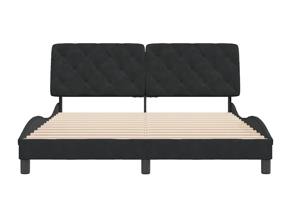 Estrutura de cama c/ cabeceira 160x200 cm veludo preto