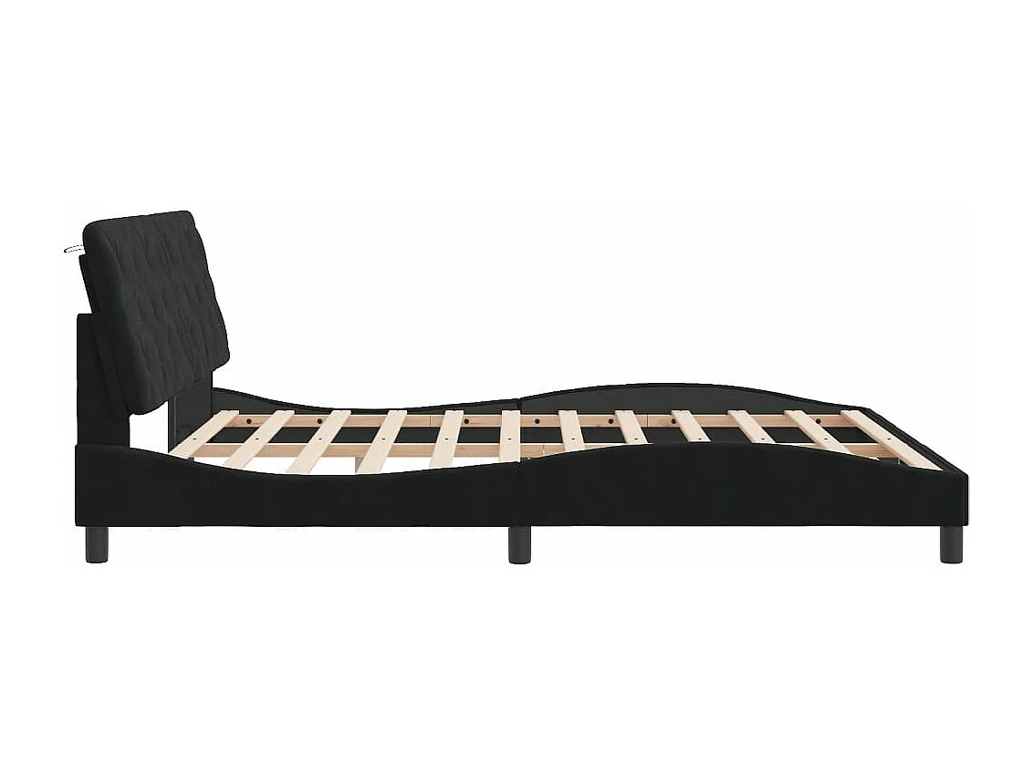 Estrutura de cama com luzes LED 180x200 cm veludo preto