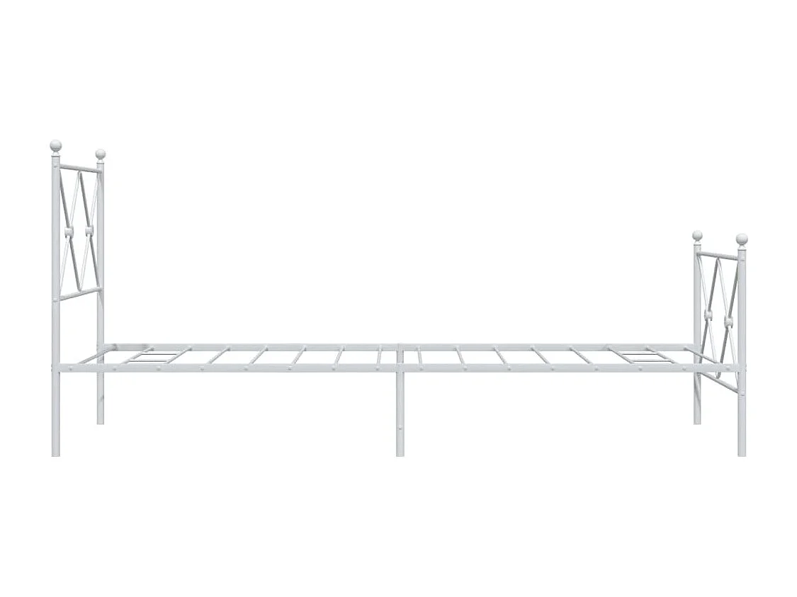 Cadre de lit métal avec tête de lit/pied de lit blanc 75x190 cm