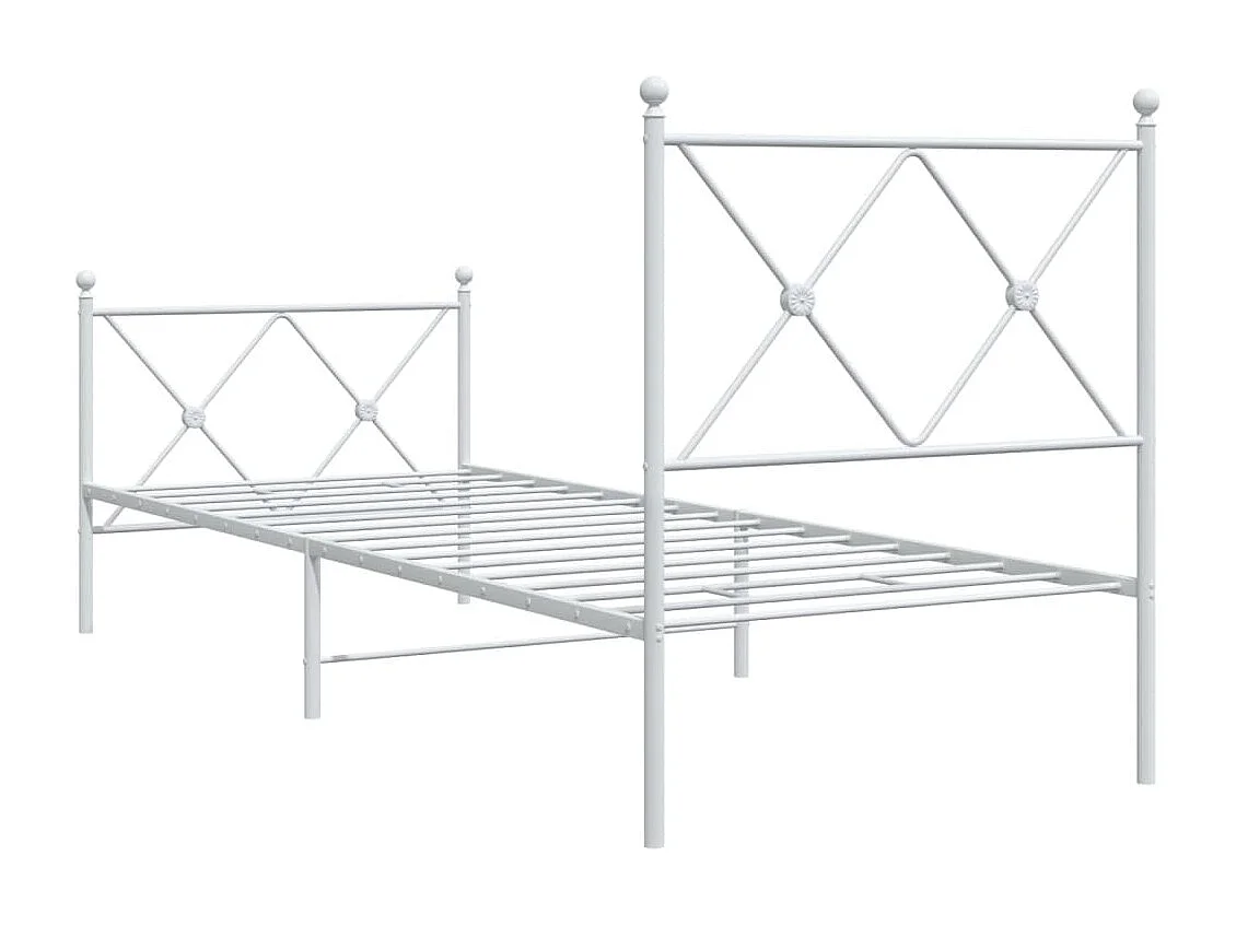Estructura cama metal con cabecero y pie cama blanca 75x190 cm
