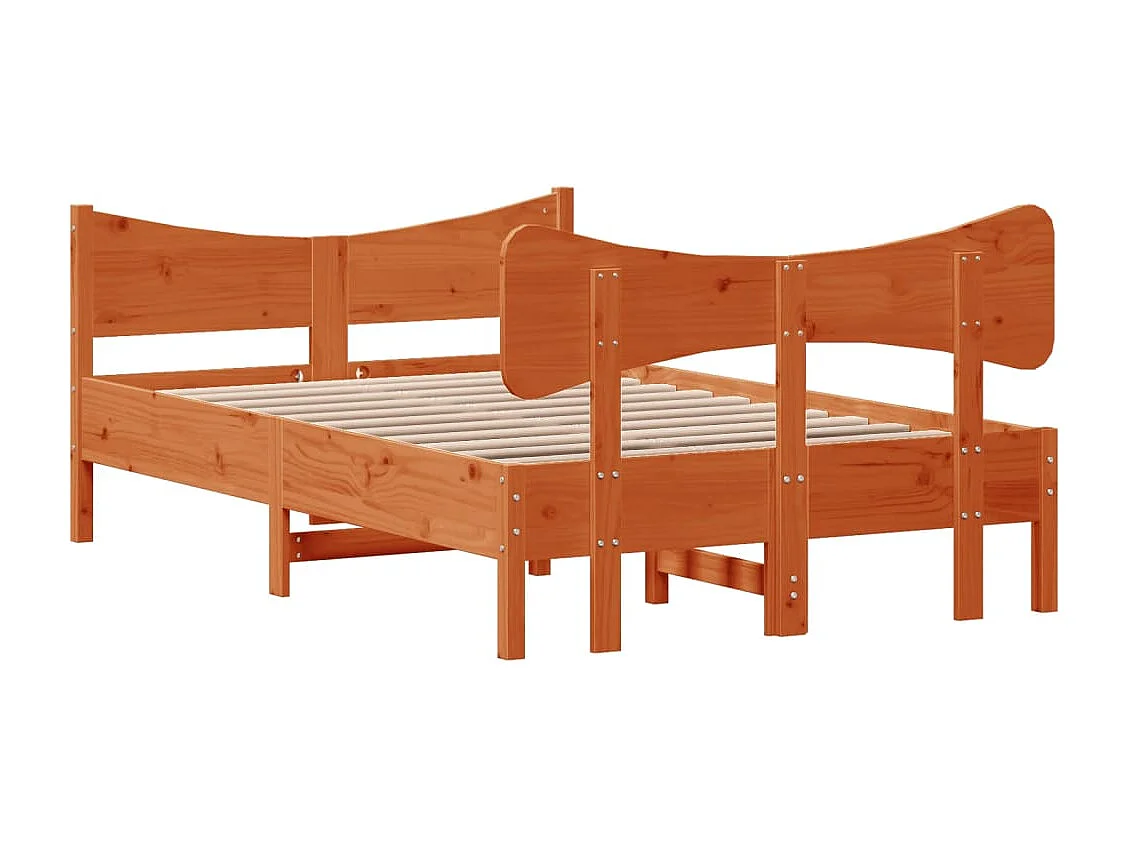 Estrutura cama c/ cabeceira 120x190cm pinho maciço castanho-mel